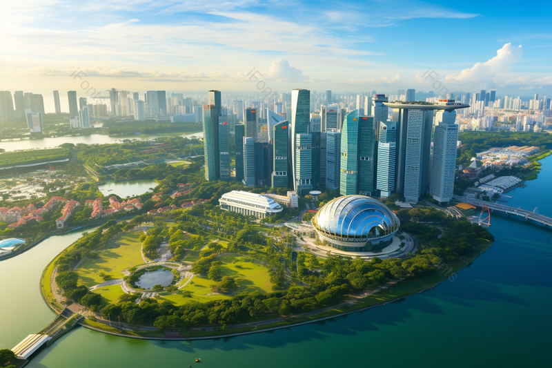 在新加坡城市天际上建造外表城景的美丽建筑,高清,摄影图,摄影图片,图片大全,摄影图免费下载